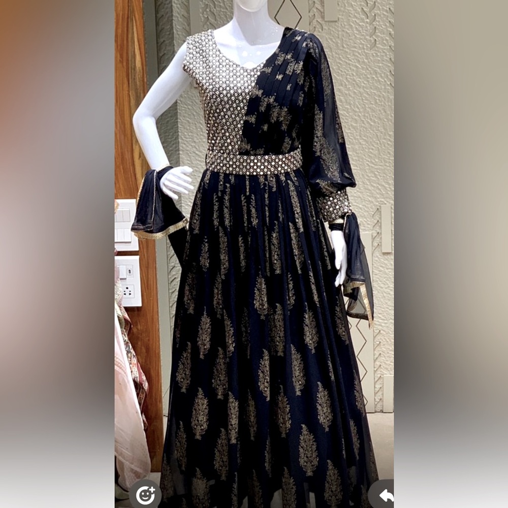 Elegant Black and Gold Sequins Anarkali gown MAKE OFFER!